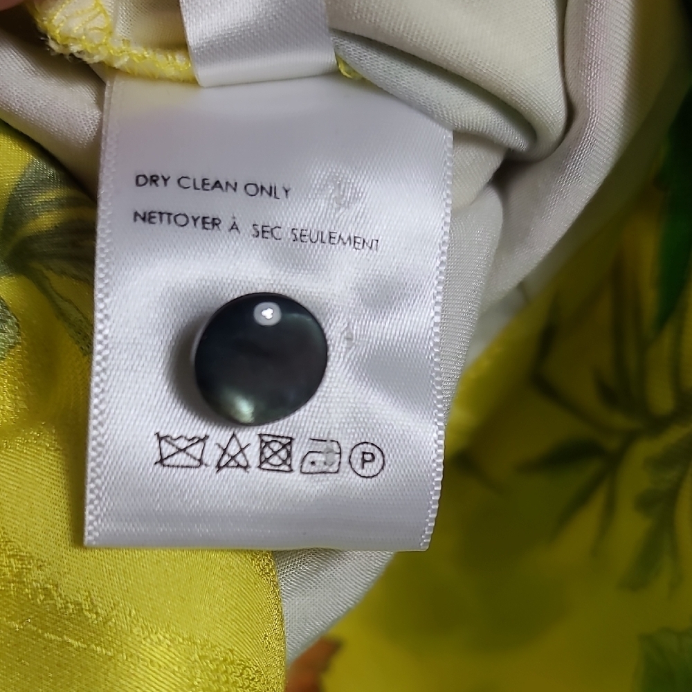 ANTHROPOLOGIE Marika Blouse Floral Yellow Wrap Top In Green Motif Size US 0 - Picture 6 of 16